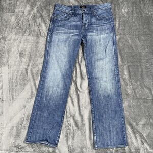 Rock & Republic Jeans Mens 34x32 Blue Medium Wash Straight Embroidered